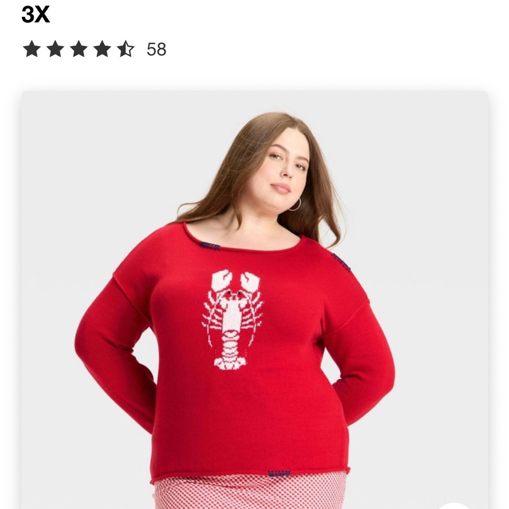 Wild Fable Red Lobster Sweater 3X